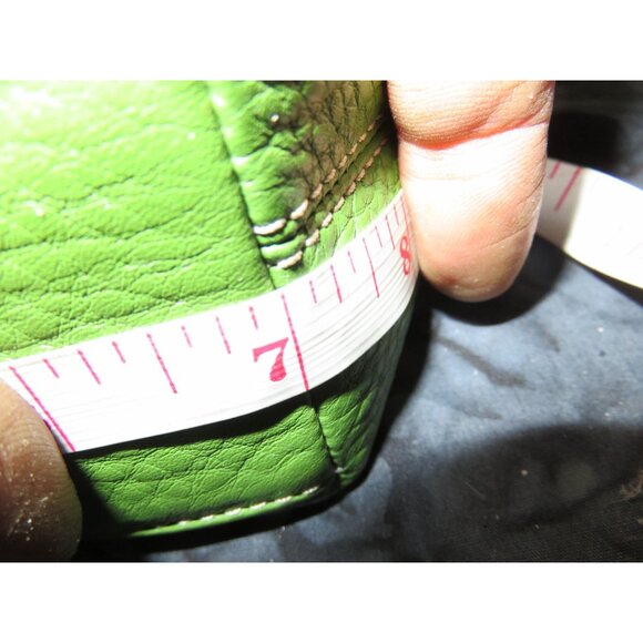 Coach Green Pebble Leather Top Handle Baguette Sufflette Bag & Hangtag - Picture 14 of 15